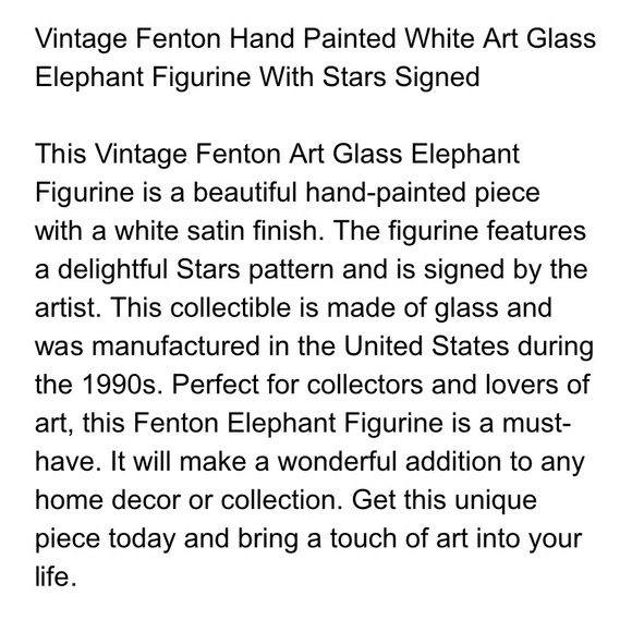 Fenton Milk Glass Hand Painted Elephant Signed K. Brightbill & Pink Opalescent - Picture 7 of 7